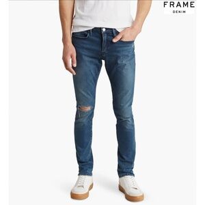 FRAME DENIM MEN NWT L'HOMME SKINNY QUINCY RIPS JEANS. SIZE 31X33